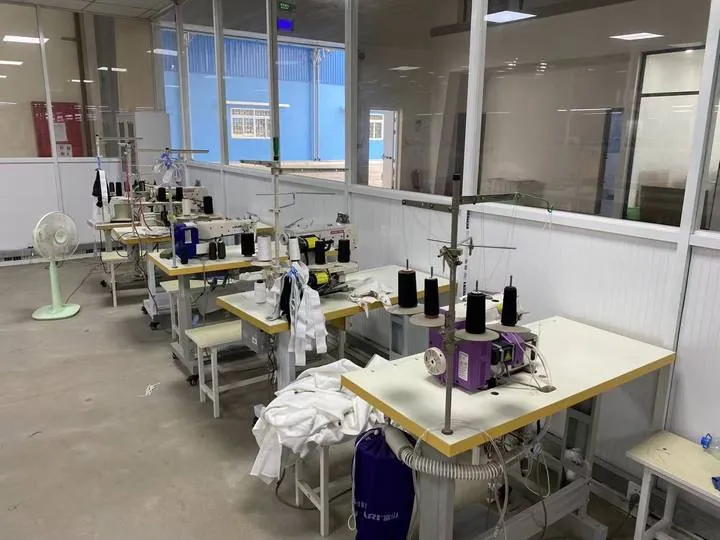 Sample room sewing stations